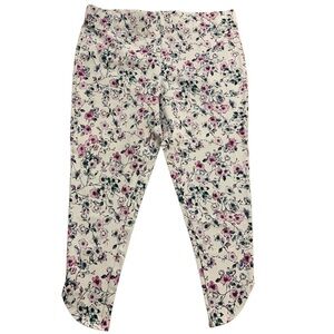 Slimming Options | Floral Print Leggings Mew With Tags Size XL Cream Purple